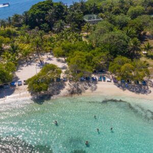 Rosario Islands Cartagena beach with turquoise water and palm trees