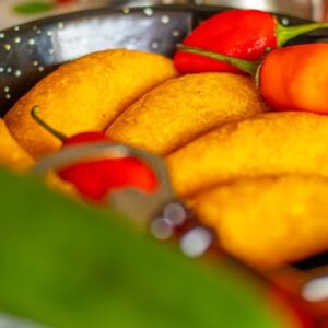 "Colombian empanadas served during a fried food workshop in Cartagena"